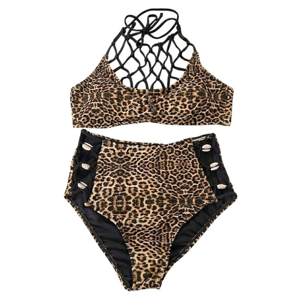 Leopard Bikini High Waist Pin Up Style Beach Summer Vacation Spring Break‎
